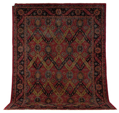 Indo Kirman carpet, ca. 1930, with a red field and
