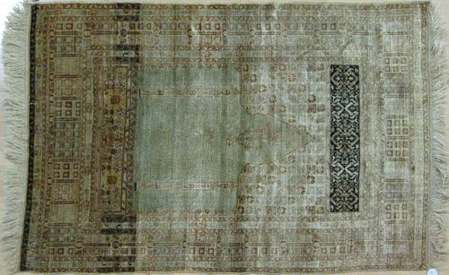 Persian silk prayer rug, late 19th c., with ivoryi