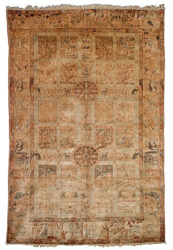Turkish Anatolian silk carpet, ca. 1880, the ivory