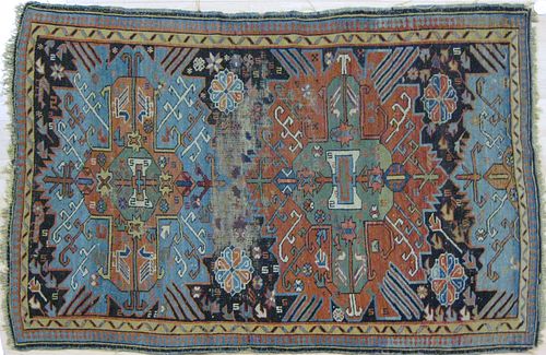 Kuba carpet, ca. 1890, with two medallions on a da