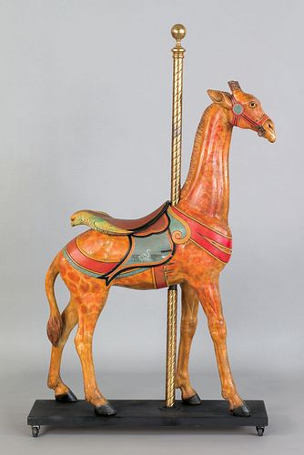 Excellent carved and painted carousel giraffe, lat