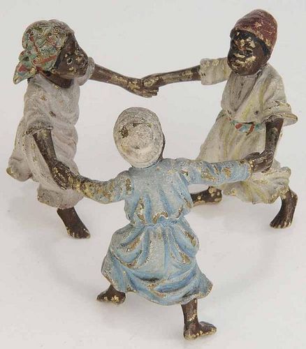 Painted Metal Figure of Three Children