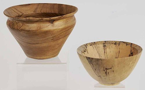 Pair Studio Wood Turned Bowls