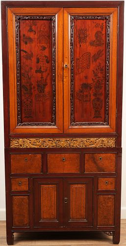 Chinese Carved Lacquered Cabinet