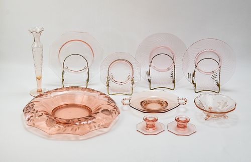 PINK DEPRESSION GLASS COLLECTION (10)