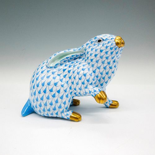 Herend Porcelain Figurine, Blue Fishnet Rabbit