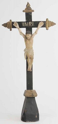 Folk Art Carved and Painted Crucifix