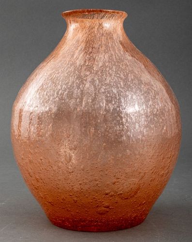 Venetian Murano Glass Seeded Peach Oxide Vase