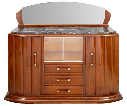 Art Deco Marble Topped Bar Cabinet