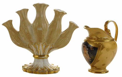 French Porcelain Vase and Cream Jug
