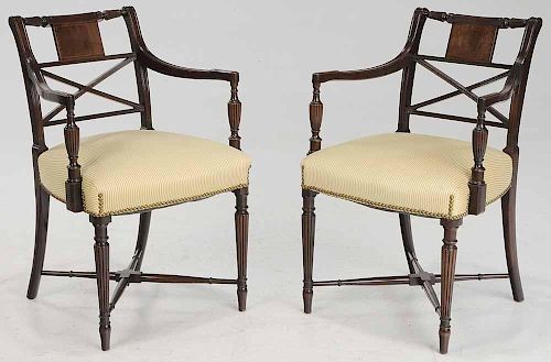 Pair Regency Style Arm Chairs