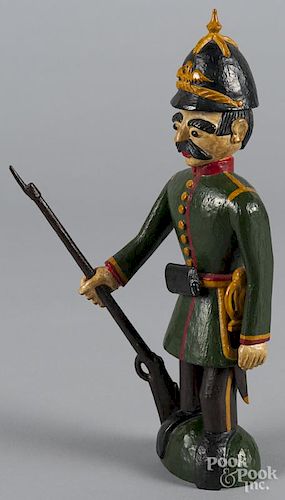 Rodney Boyer, carved and painted soldier, in the style of Schimmel, 14 1/4'' h.