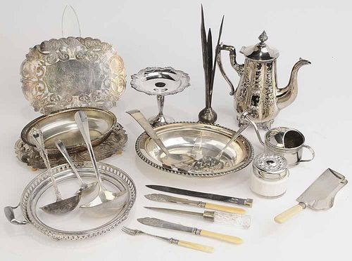 Nineteen Pieces Silver-Plate Items