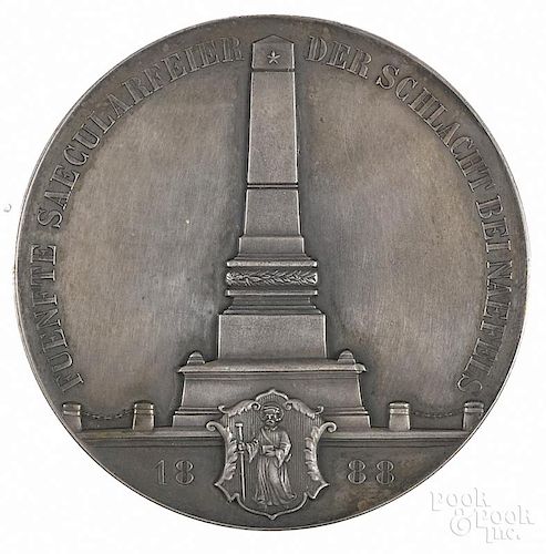 Swiss silver quincentennial medal commemorating the Battle of Naefels, 1888, by E. DuRussel