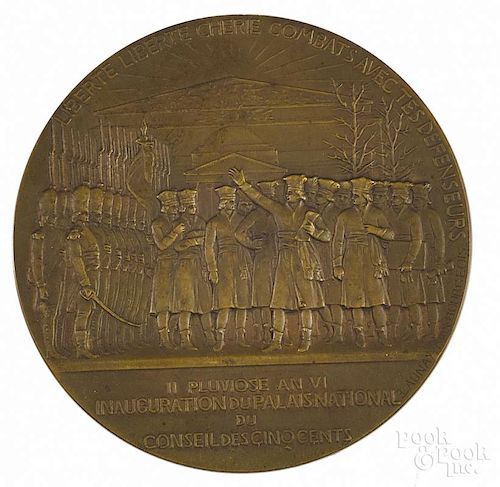 French bronze medal celebrating the centennial of the Chamber of Deputies at Palais Bourbon