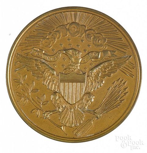 U.S. Mint centennial medal depicting the Great Seal, 1882, signed by Barber, 2 7/16'' dia.