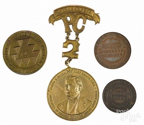 Four Pennsylvania Masonic medals, to include an 1895 Philadelphia Chosen Friends Lodge