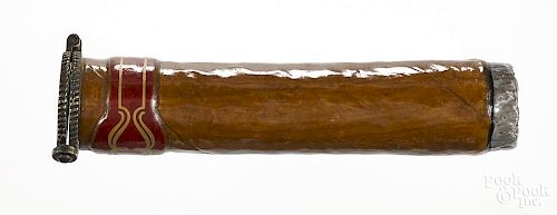 Unusual porcelain cigar tube, 3 3/4'' l.