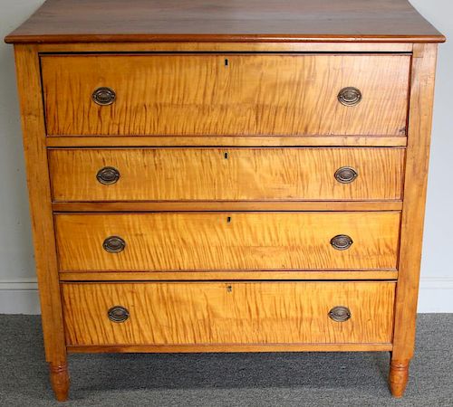 Antique American Tiger Maple Chest.