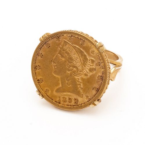 1899 USA Liberty Head Gold Coin Mounted As Ring, 14.3g Size: 6