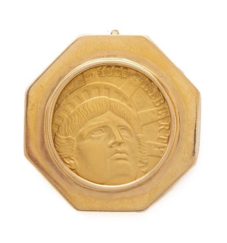US $5 Gold Coin "W" Now Pendant,  1986, W 1.2" 13.4g