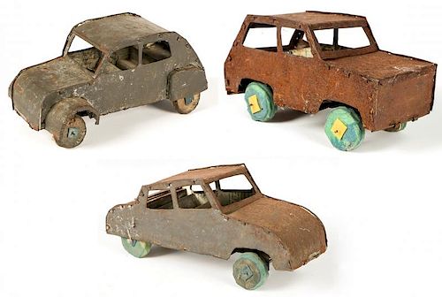 3 African Scrap Metal Toy Cars, Burkina Faso