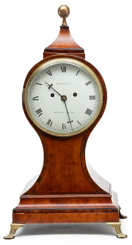 Dwerrihouse (English) Mahogany Balloon Clock Ca. Late 18th/ Early 19th Cent., H 22.5" W 11" Depth 8.5"