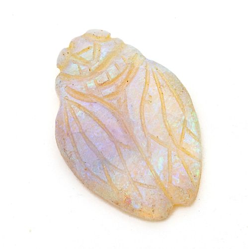 Carved Opal Beetle, Loose Stone (Blue & Pink) H 0.6" L 1" 1.9g 1 pc