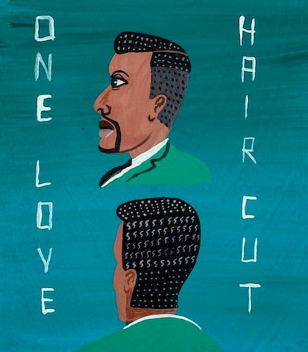 Javier Mayoral (American, 20th c.) "One Love Hair Cut" (in the style of African signs)