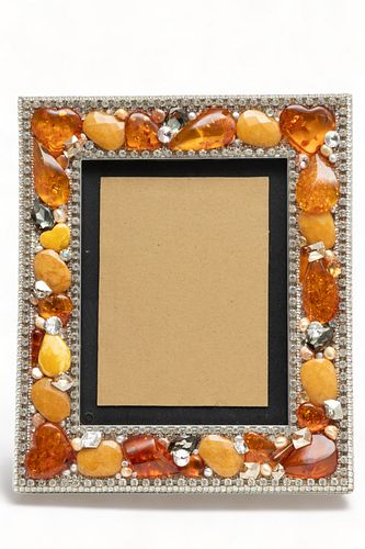 Ferrare with Company Amber & Swarovski Crystals Picture Frame, H 13" W 11.25"