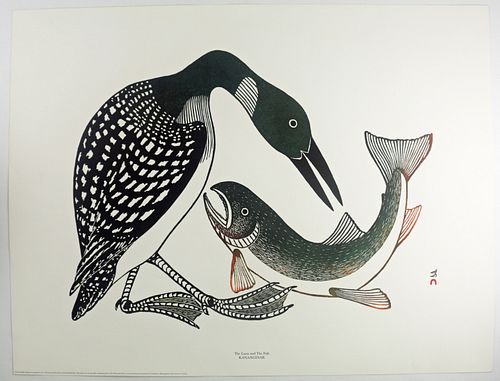 The Loon and the Fish, after Kananginak Pootoogook, Lithograph Print