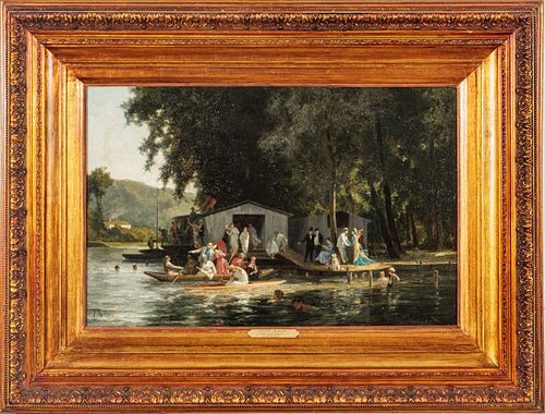 Paul Émile Antony Morlon (French, 1835-1905) Oil on Canvas, Ca. 1890, Comarade De Jeu, H 22" W 34"