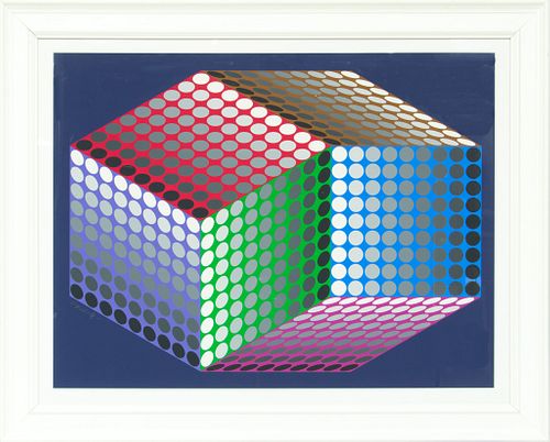 Victor Vasarely (French/Hungarian, 1906-1997) Op Art, Screenprint in Colors on Wove Paper, 1987, Togonne, H 37.25" W 28.5"