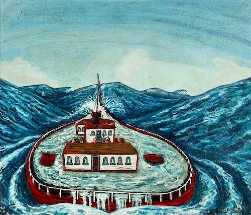 Victor Joseph Gatto (1893-1965) Ship on Stormy Sea