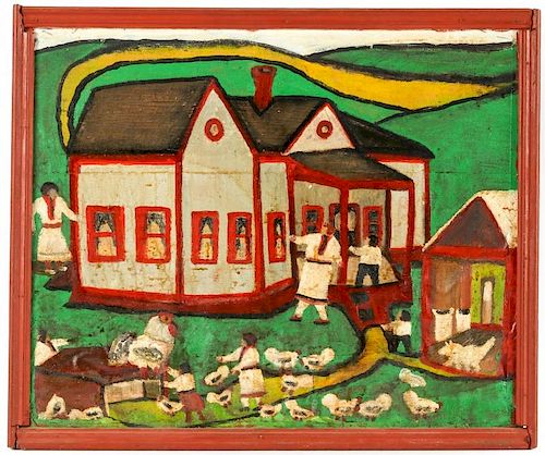 Rev. Johnnie Swearingen (1908-1993) Country House with Chickens