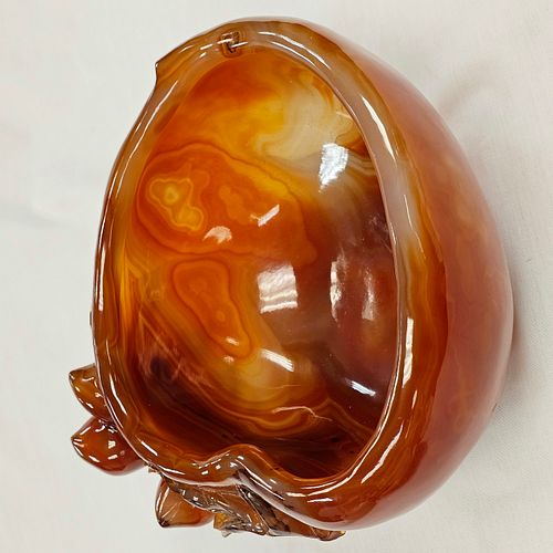 Carved Peach Stone/Agate Bowl