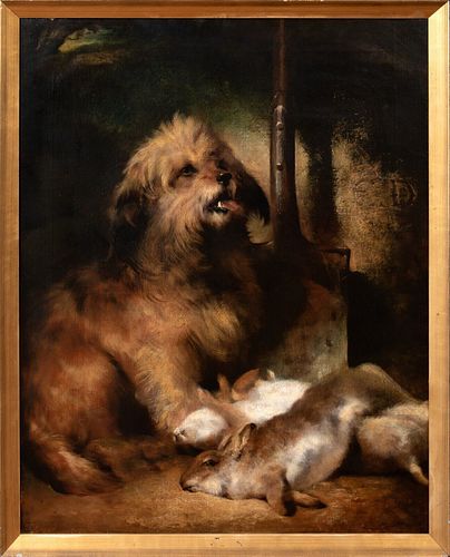 PORTRAIT OF A TERRIER AFTER RABBITING OIL PAINTING