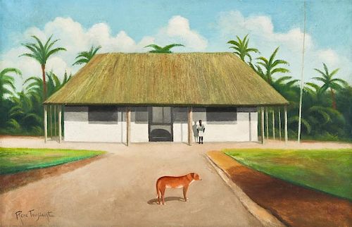 Rene Toussaint (Haitian, 20th c.) Dog and House