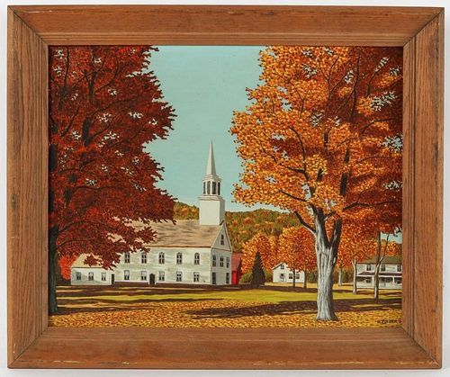 M. Zoeller (American, 20th c.) Church in Autumn