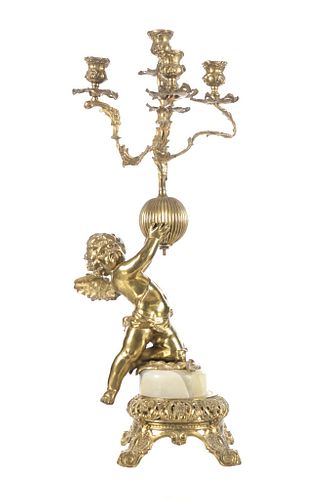 Louis XVI Style Gilt & Patinated Bronze Candelabra