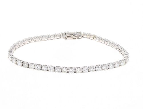 Brilliant 8.17ct Diamond & 14k White Gold Bracelet