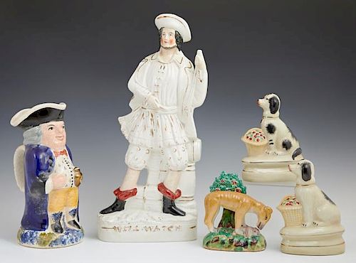 Group of Five Pieces of Staffordshire, consisting