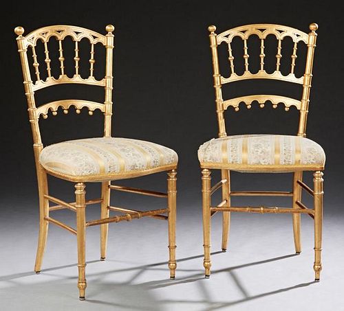 Pair of French Gilt Beech Ballroom Chairs, late 19