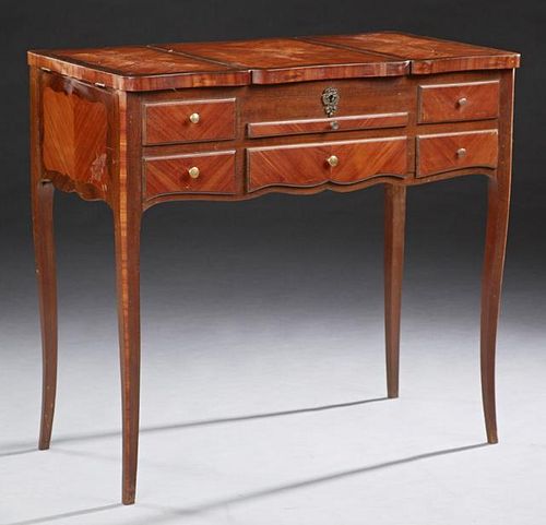 French Louis XV Style Marquetry Inlaid Mahogany Dr