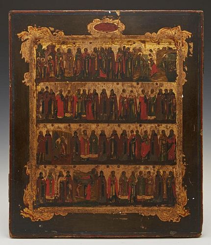 Rare Russian Liturgical Calendar Icon, 19th c., pa