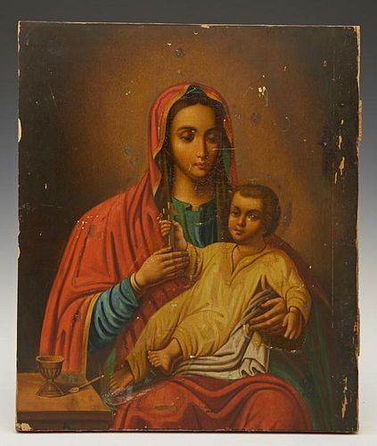Russian Icon of the Virgin and Child, 19th c., egg