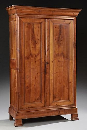French Louis Philippe Style Carved Cherry Armoire,