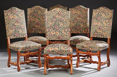 Set of Six Louis XIII Style Caned Beech Upholstere