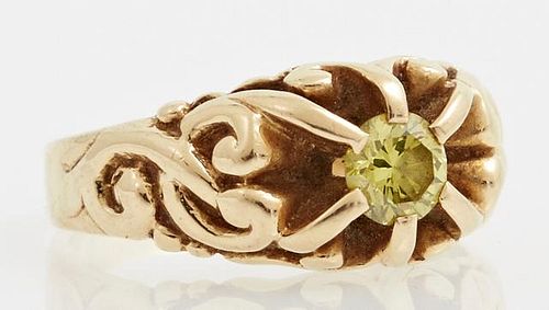 Lady's 14K Yellow Gold Dinner Ring, with a central