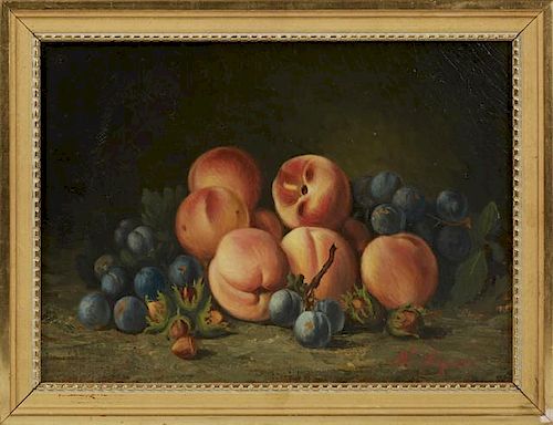 M. Lejeune, "Still Life of Fruit," 19th c., oil on